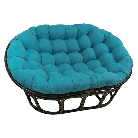 International Caravan 63 x 45 in. Double Papasan Chair with Micro Suede Cushion, Aqua Blue 3304-MS-AB